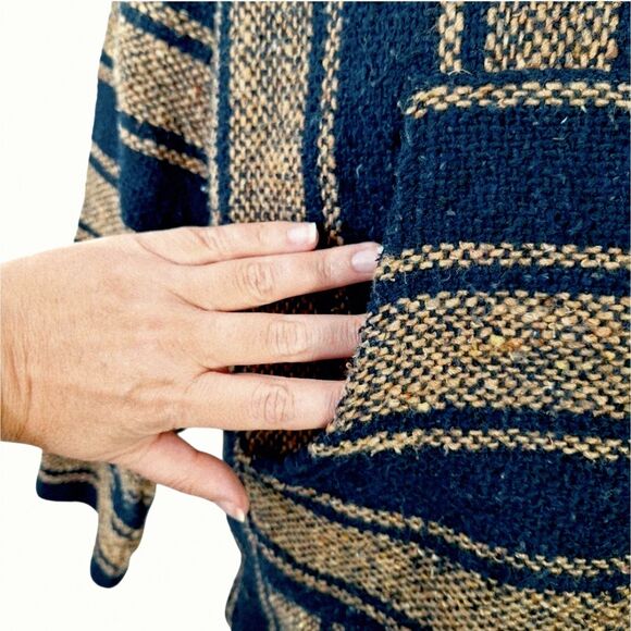 Sunspecs Striped Mexican Baja Hoodie Pullover Sz L - Boho Hippie Surfer Skater - Picture 6 of 12